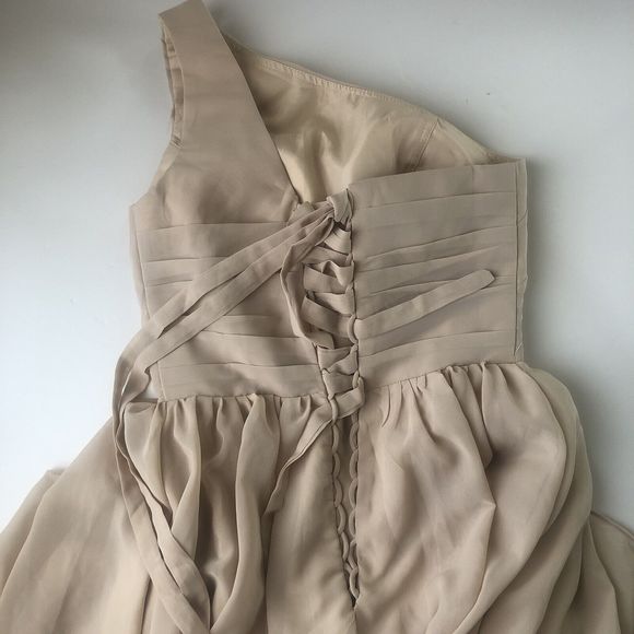 POMUYOO Women's One Shoulder Drawstring Back Thigh Slit Maxi Dress Size 8 - Picture 14 of 14